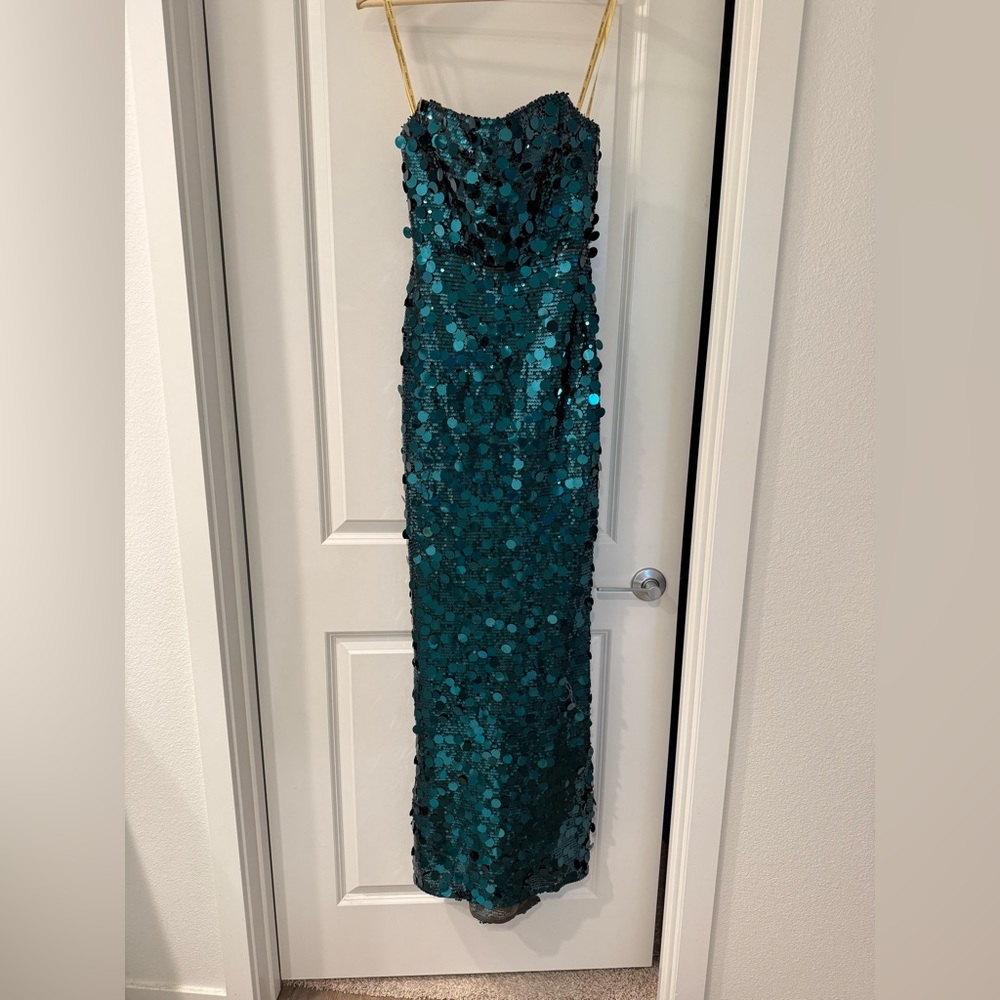Bronx and Banco Emerald Sequin Strapless Maxi Dress - Picture 12 of 15